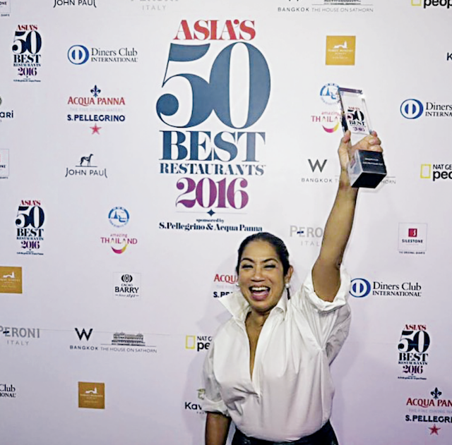 Margarita Forés in 2016, accepting the award for Asia's Best Female Chef